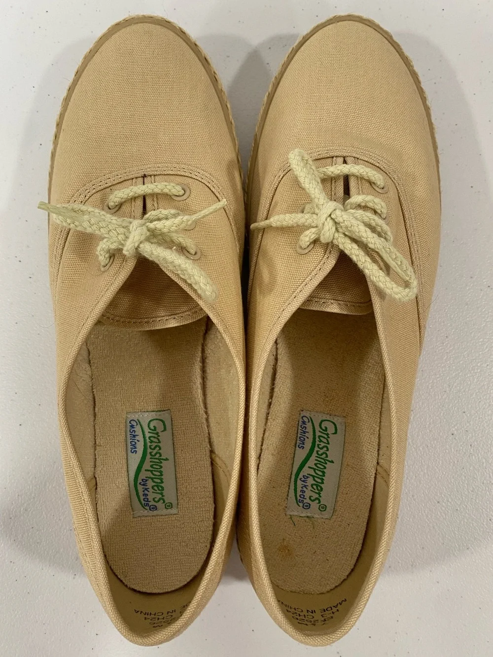 Grasshoppers by Keds Cushions Beige Canvas Lace-Up Espadrilles 7.5